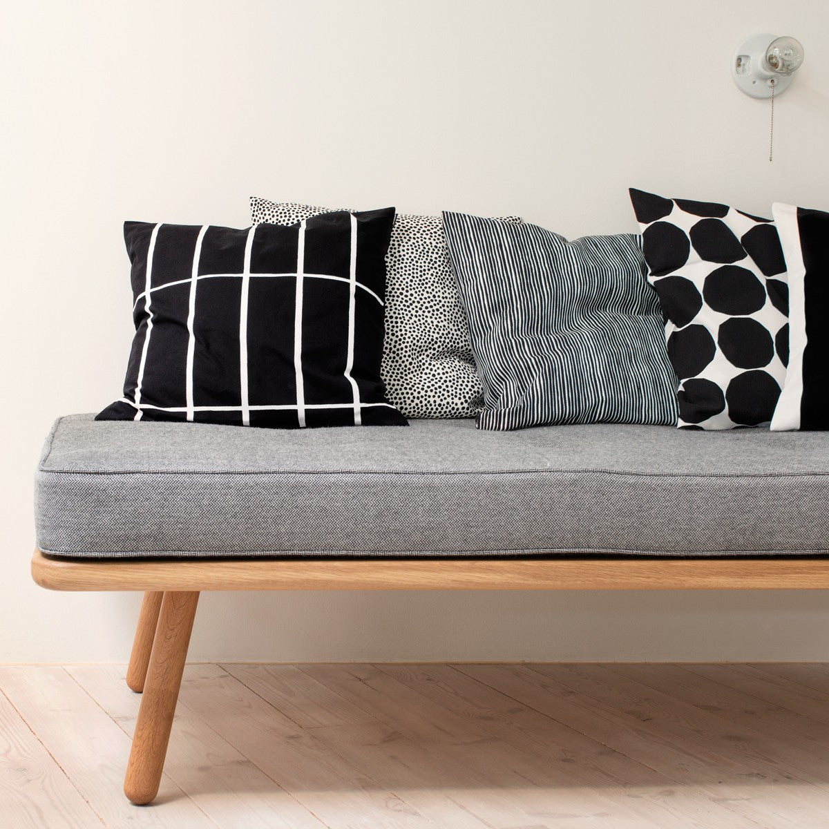 Marimekko Tiiliskivi Black / White Large Throw Pillow