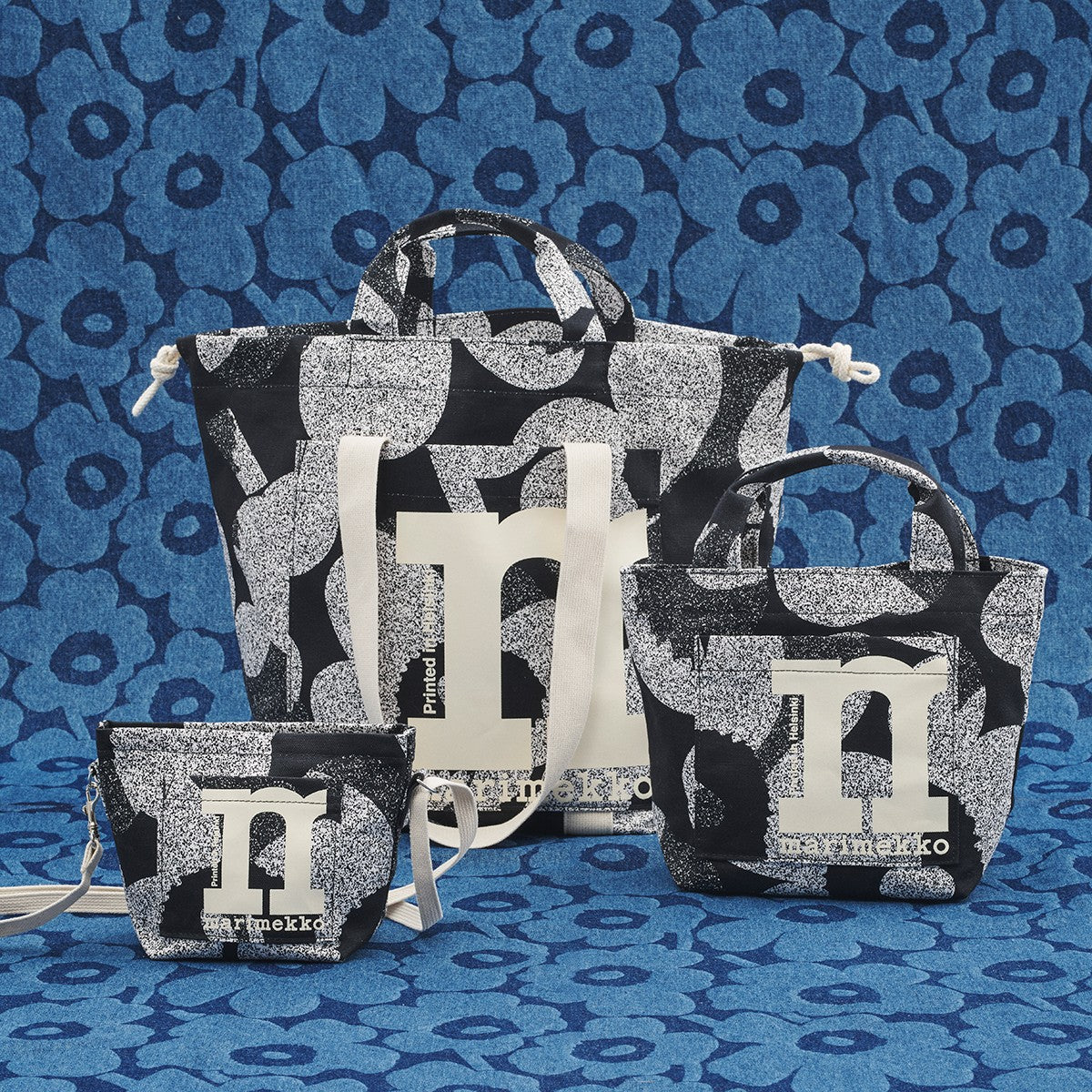 Marimekko Unikko Black / White Mono Mini Crossbody Shoulder Bag