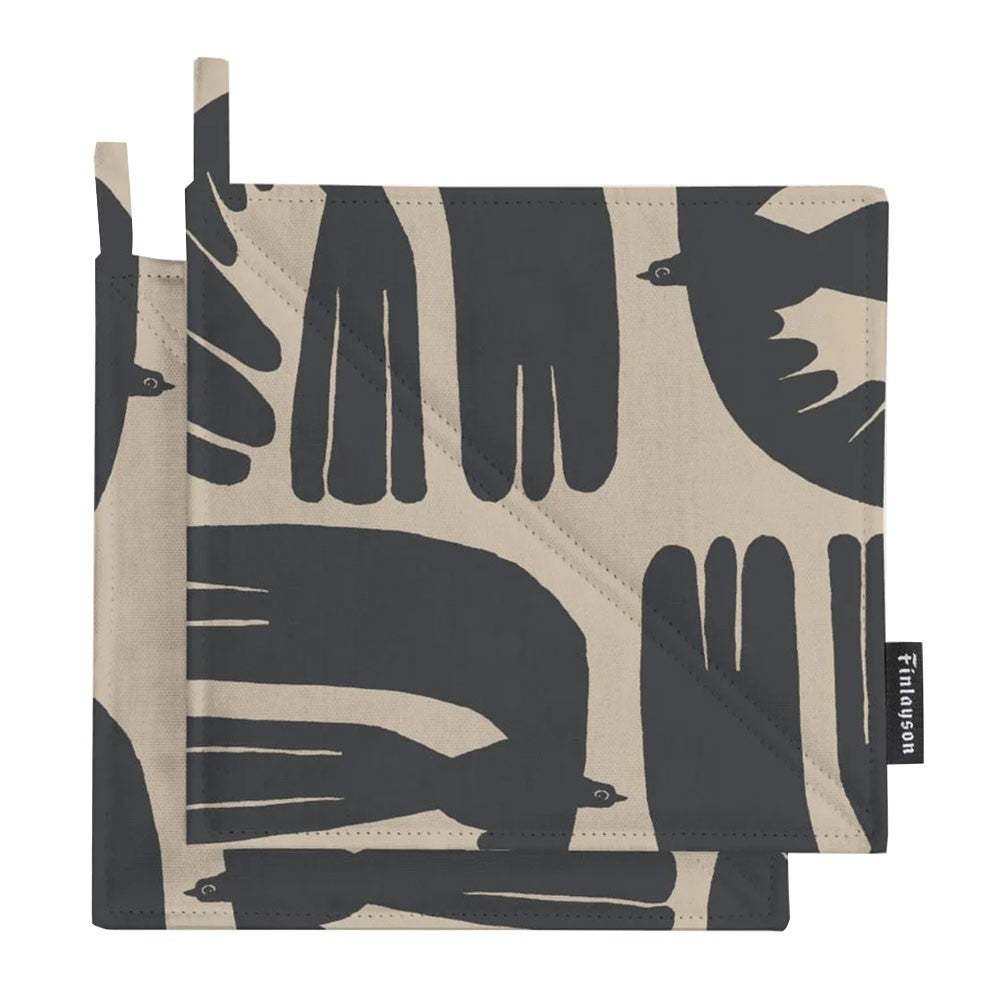 Finlayson Rauha Beige / Black Pot Holders - Set of 2