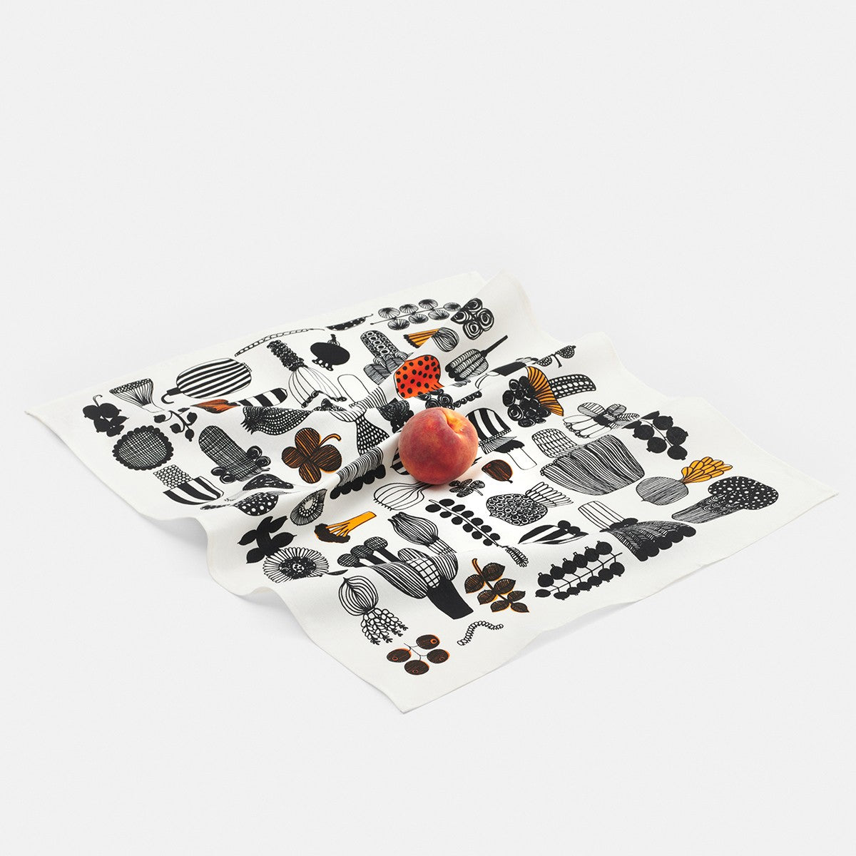 Marimekko Puutarhurin Parhaat Black / White / Orange Tea Towel