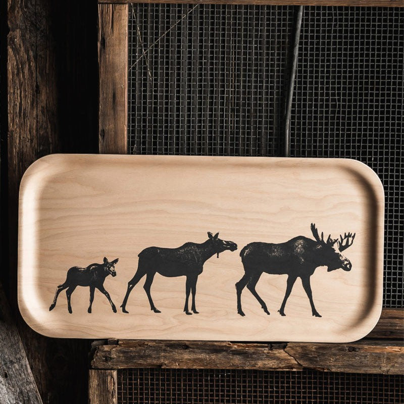 Muurla Moose Family Wood / Black Tray
