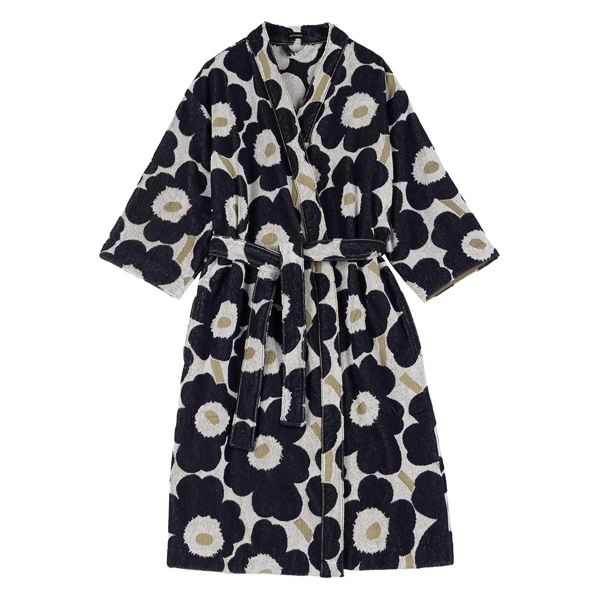 Marimekko Unikko White / Dark Blue / Gold Bathrobe