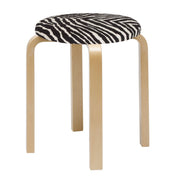 Artek Alvar Aalto E60 - Four Legged Stool - Upholstered Zebra Seat