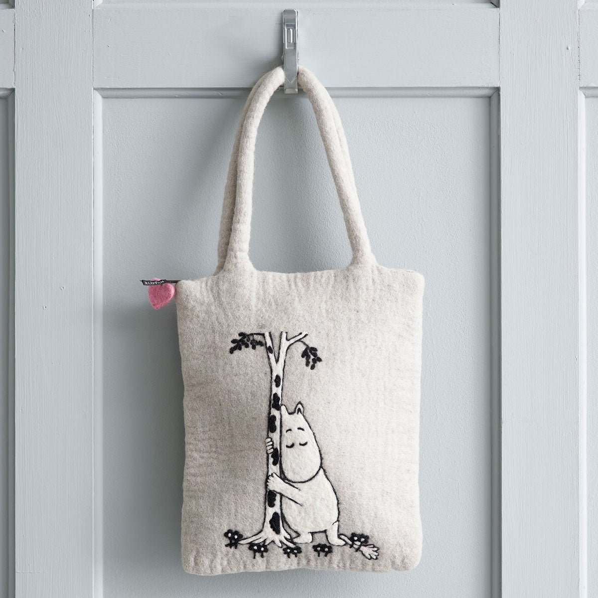 Klippan Moomin Tree Hug Grey Felt Wool Bag