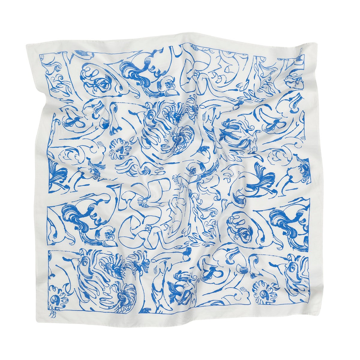 Marimekko Lierio Cactis White / Blue Scarf