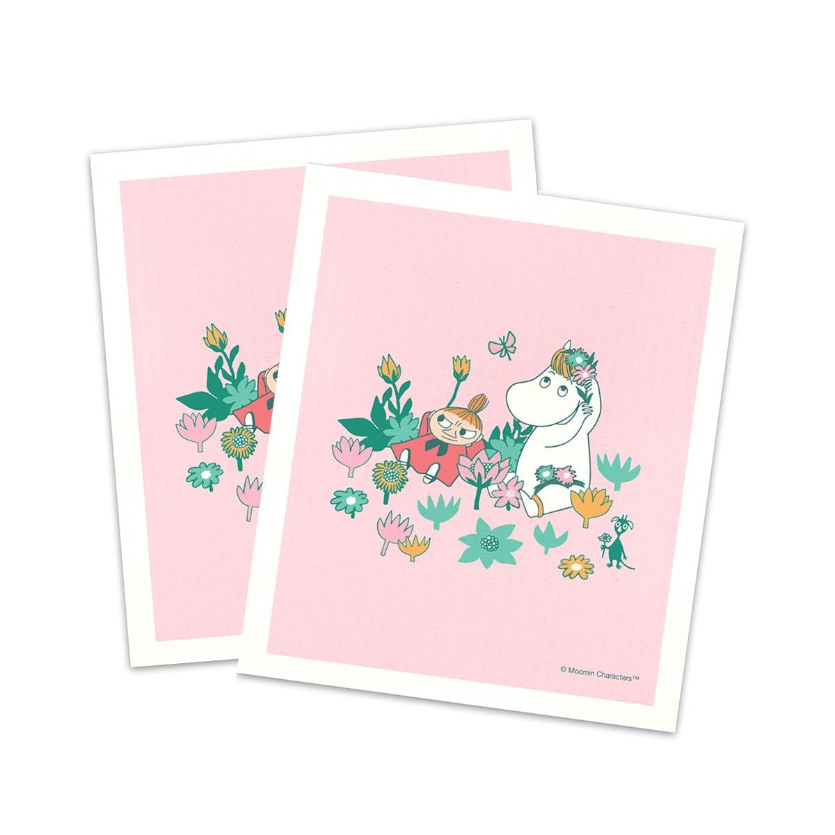Moomin Snorkmaiden & Little My Pink Cellulose Dishcloth - Set of 2