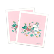 Moomin Snorkmaiden & Little My Pink Cellulose Dishcloth - Set of 2