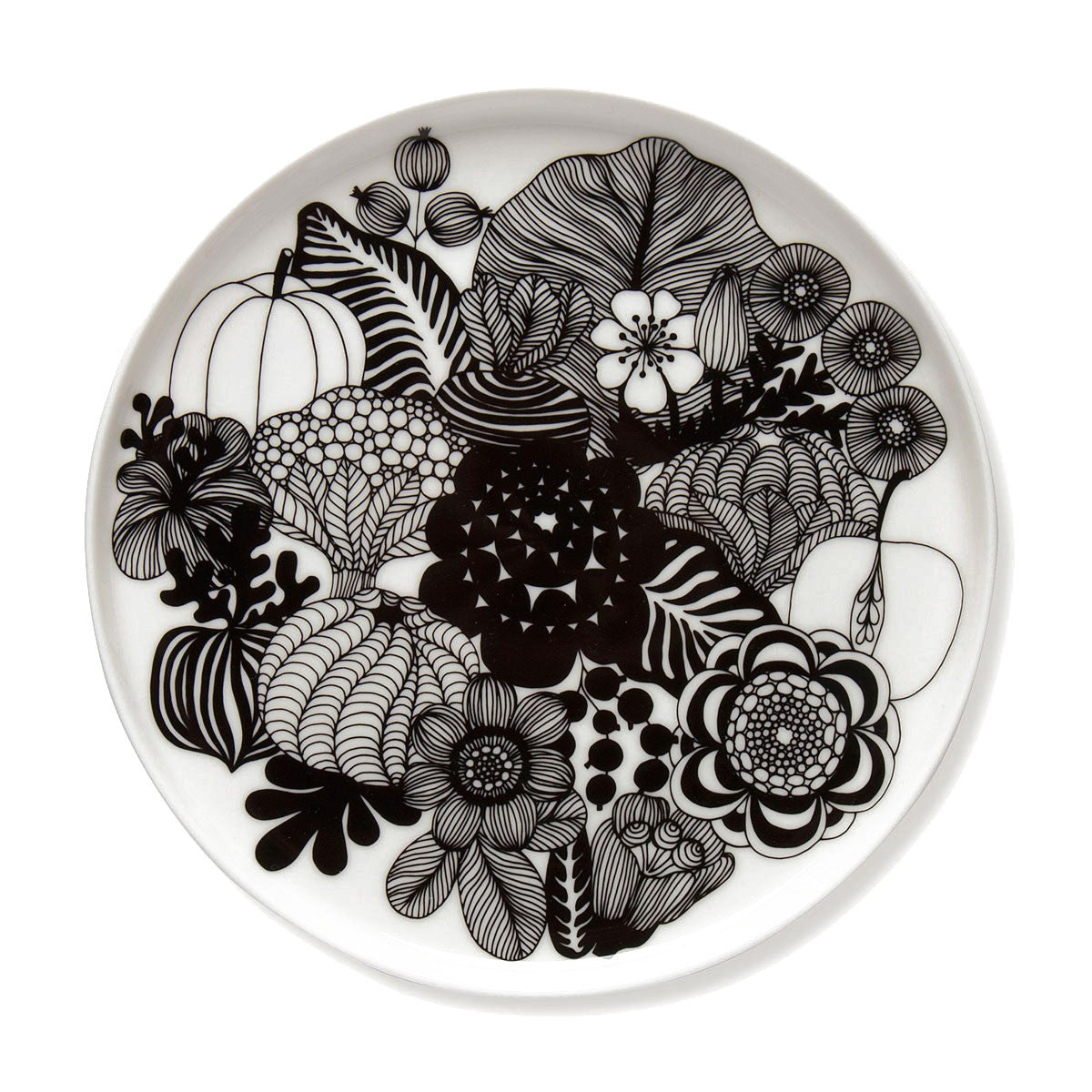 Marimekko Black / White 16pc Siirtolapuutarha / Oiva Dinnerware Set