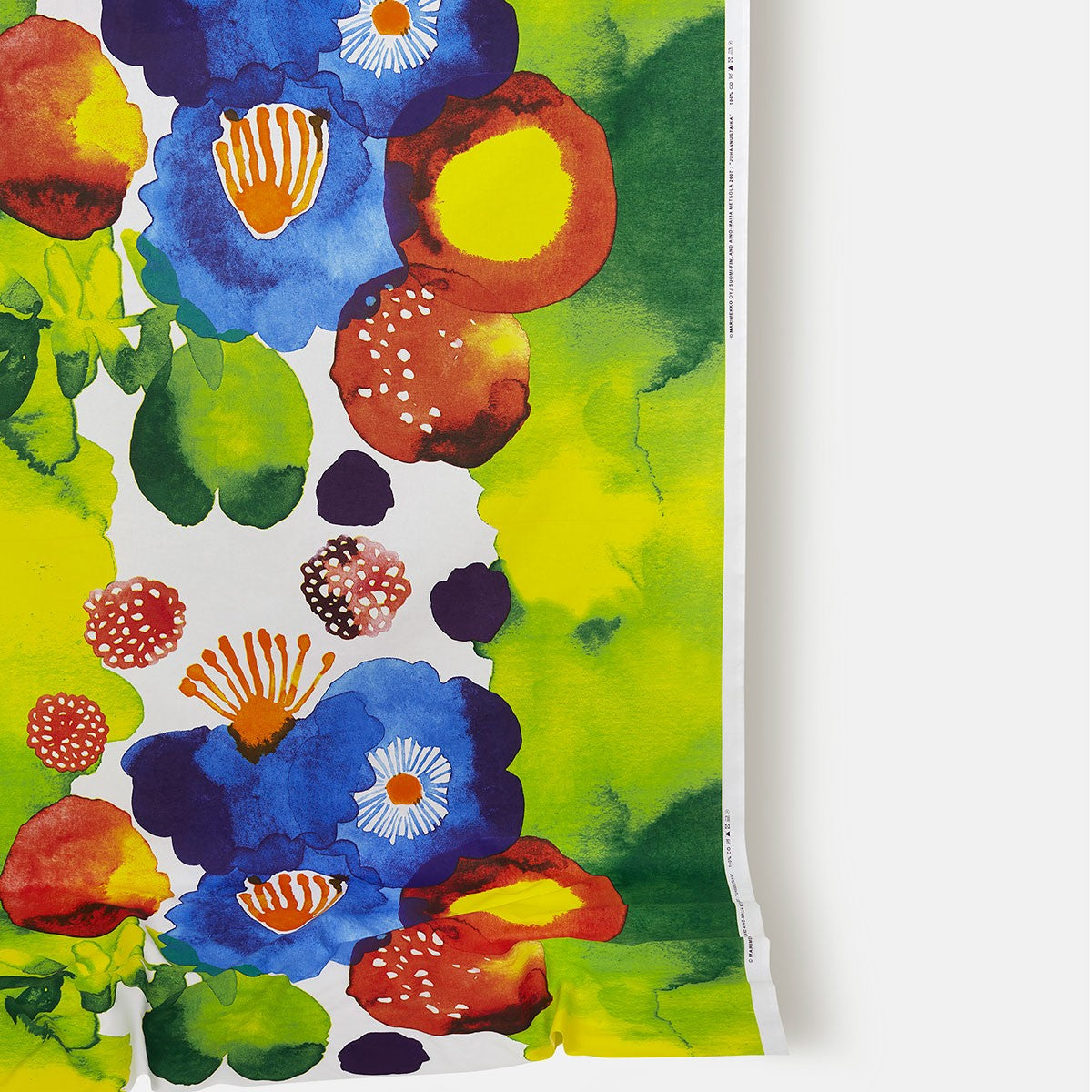 Marimekko Juhannustaika Yellow / Green / Multi Cotton Fabric Repeat