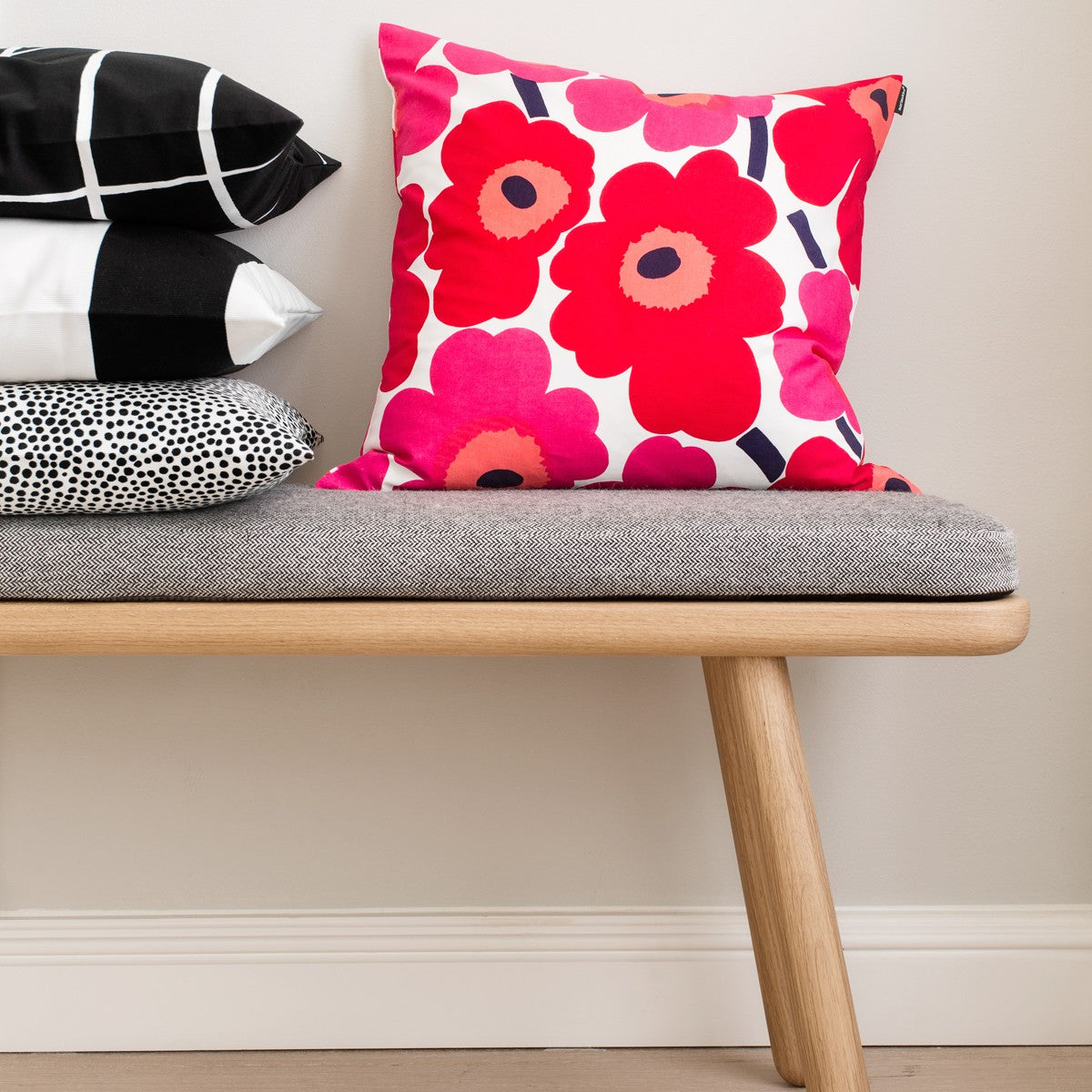 Marimekko Unikko Red / Pink Throw Pillow