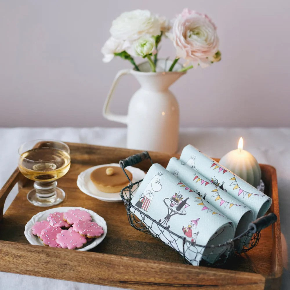 Moomin Feast Mint / White / Pink Lunch Napkins