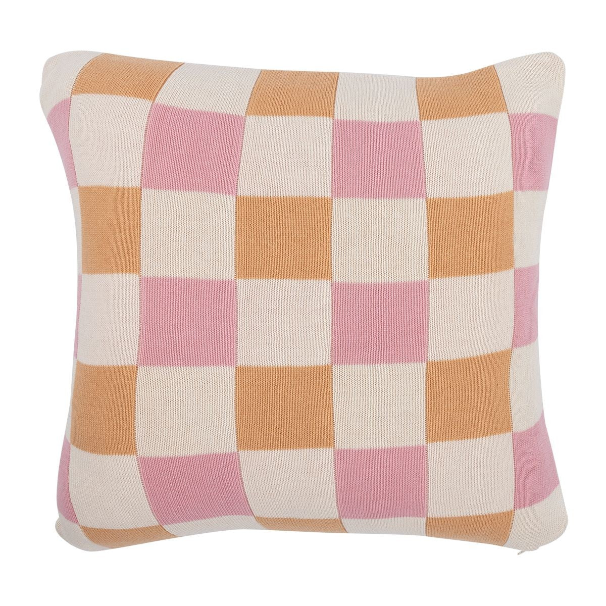 Pentik Ruutu Pink / Orange / Off White Woven Throw Pillow