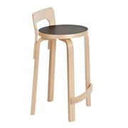 Artek Alvar Aalto K65 High Chair - Birch / Black Linoleum Seat
