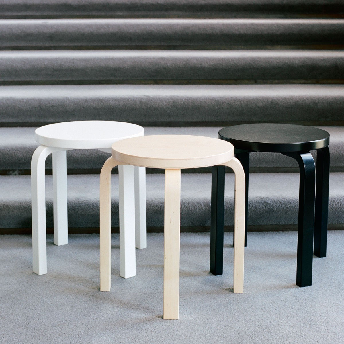 Artek Alvar Aalto E60 - Four Legged Stool - Birch Veneer