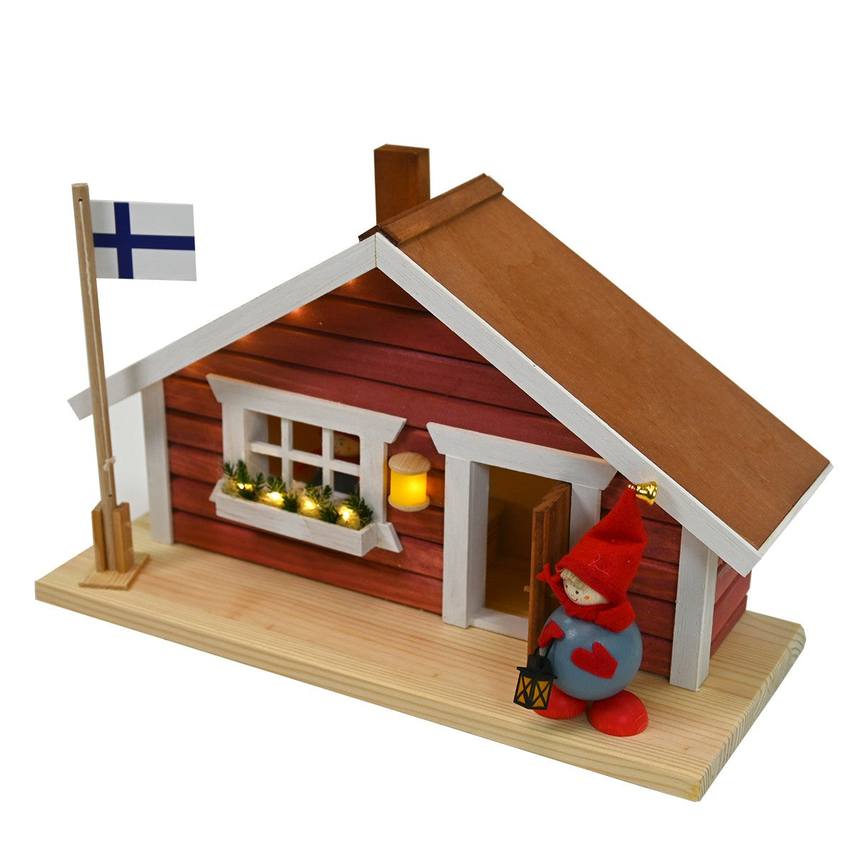 Finland Cottage with Flag & Tonttus