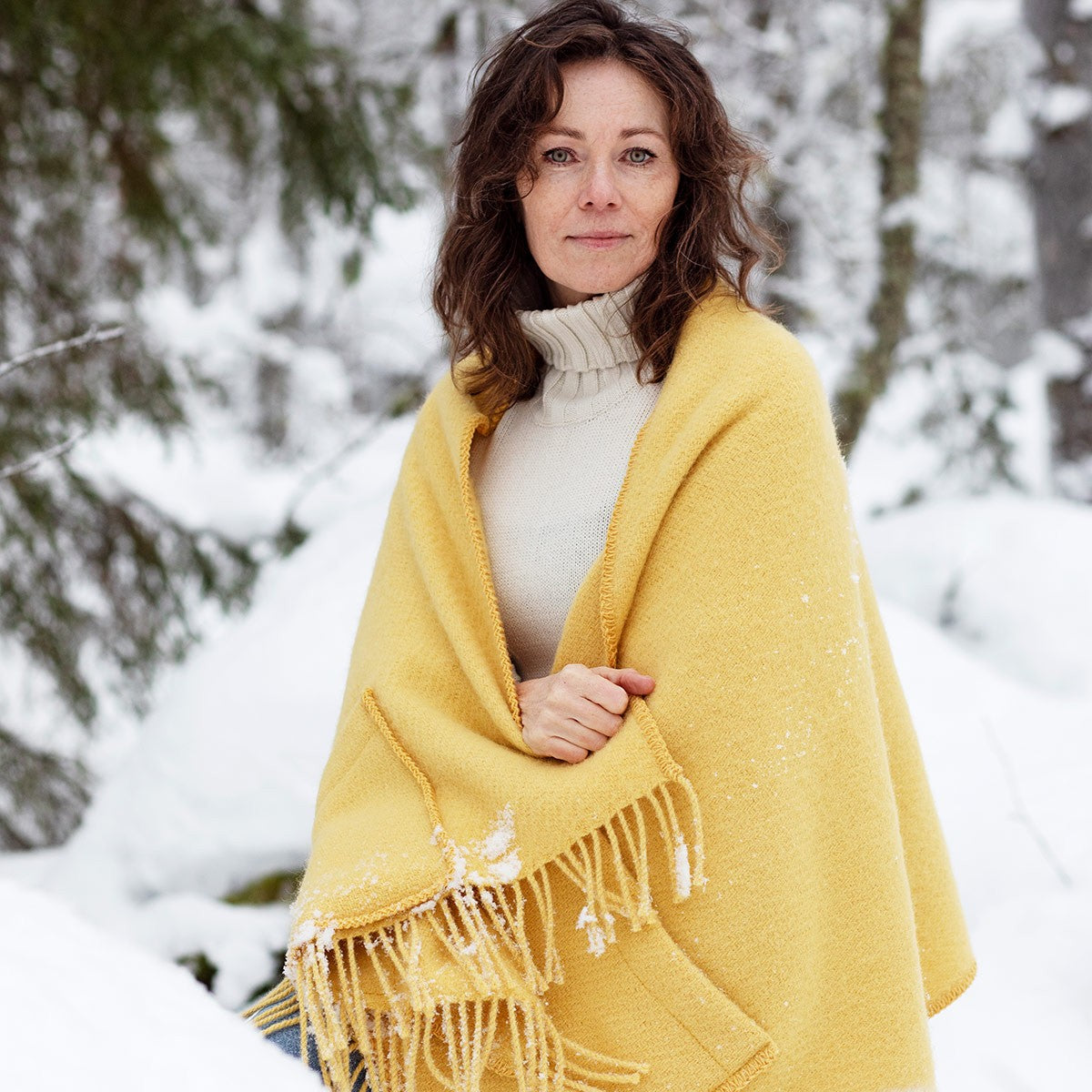 Lapuan Kankurit Uni Yellow Wool Pocket Shawl