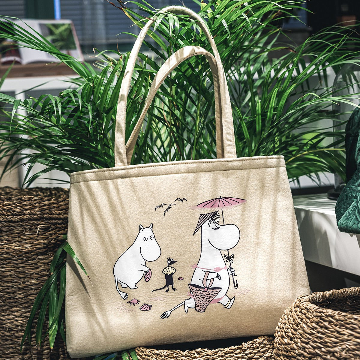 Muurla Moomin Tan / White Beach Bag