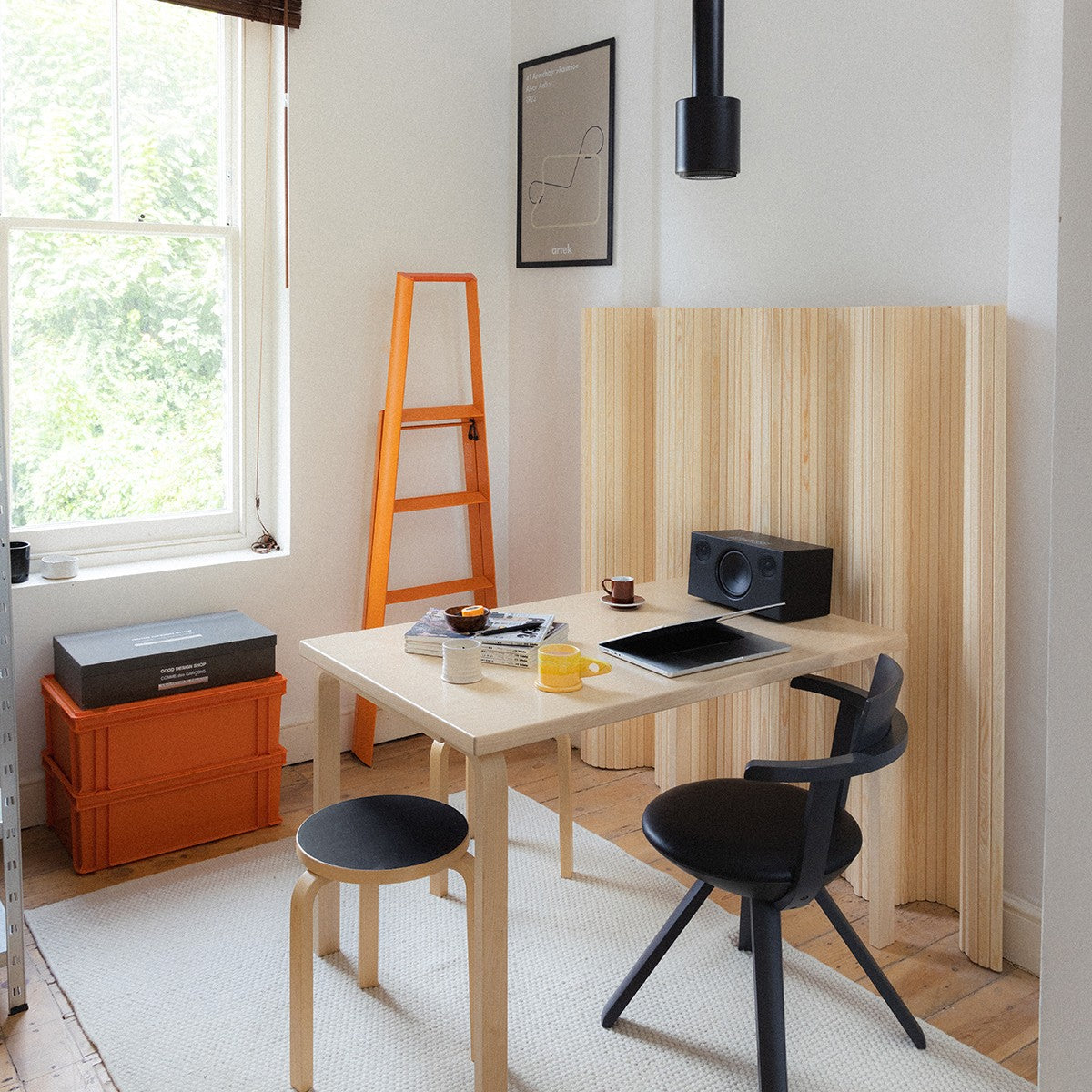 Artek Alvar Aalto Stool 60 - Three Legged Stool - Black Linoleum