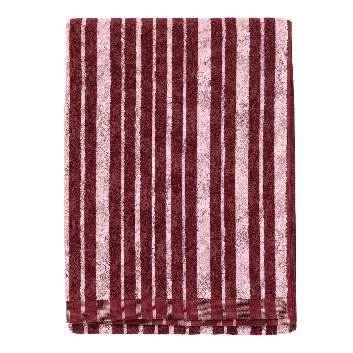 Marimekko Raide Burgundy / Pink Bath Towel