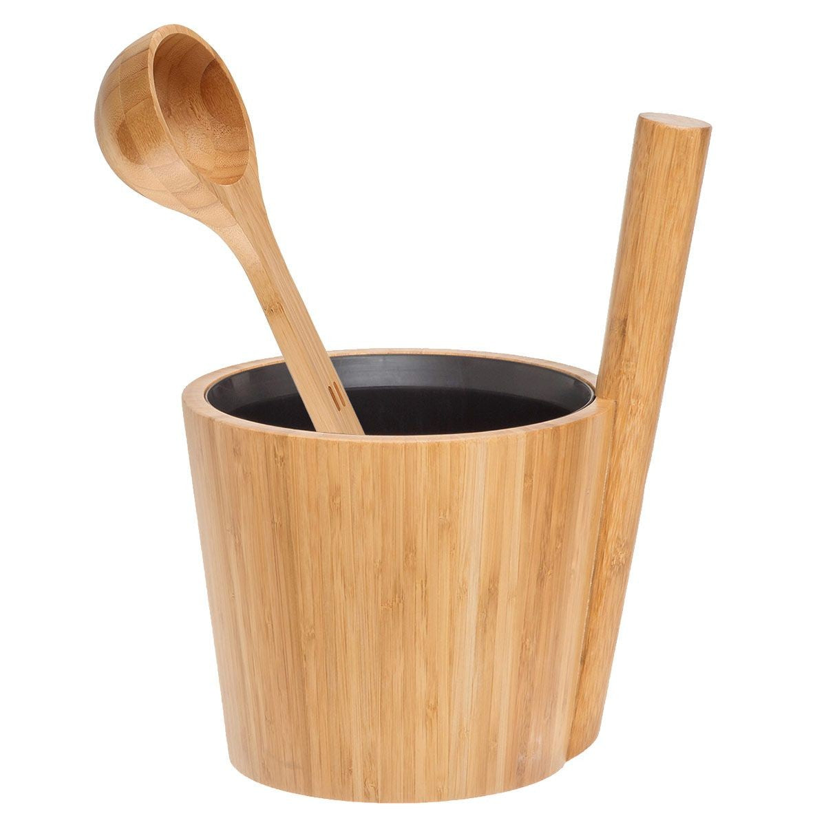 Rento Bamboo / Black Sauna Bucket & Ladle Set