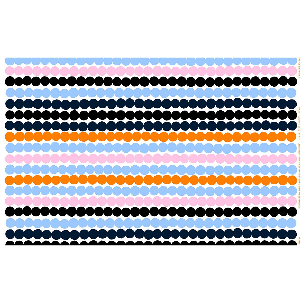 Marimekko Rasymatto Orange / Light Blue / Pink Medium Weight Cotton Fabric