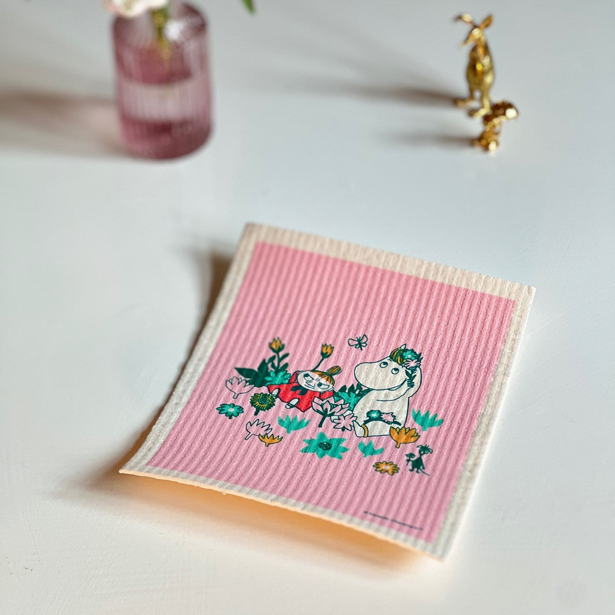 Moomin Snorkmaiden & Little My Pink Cellulose Dishcloth - Set of 2