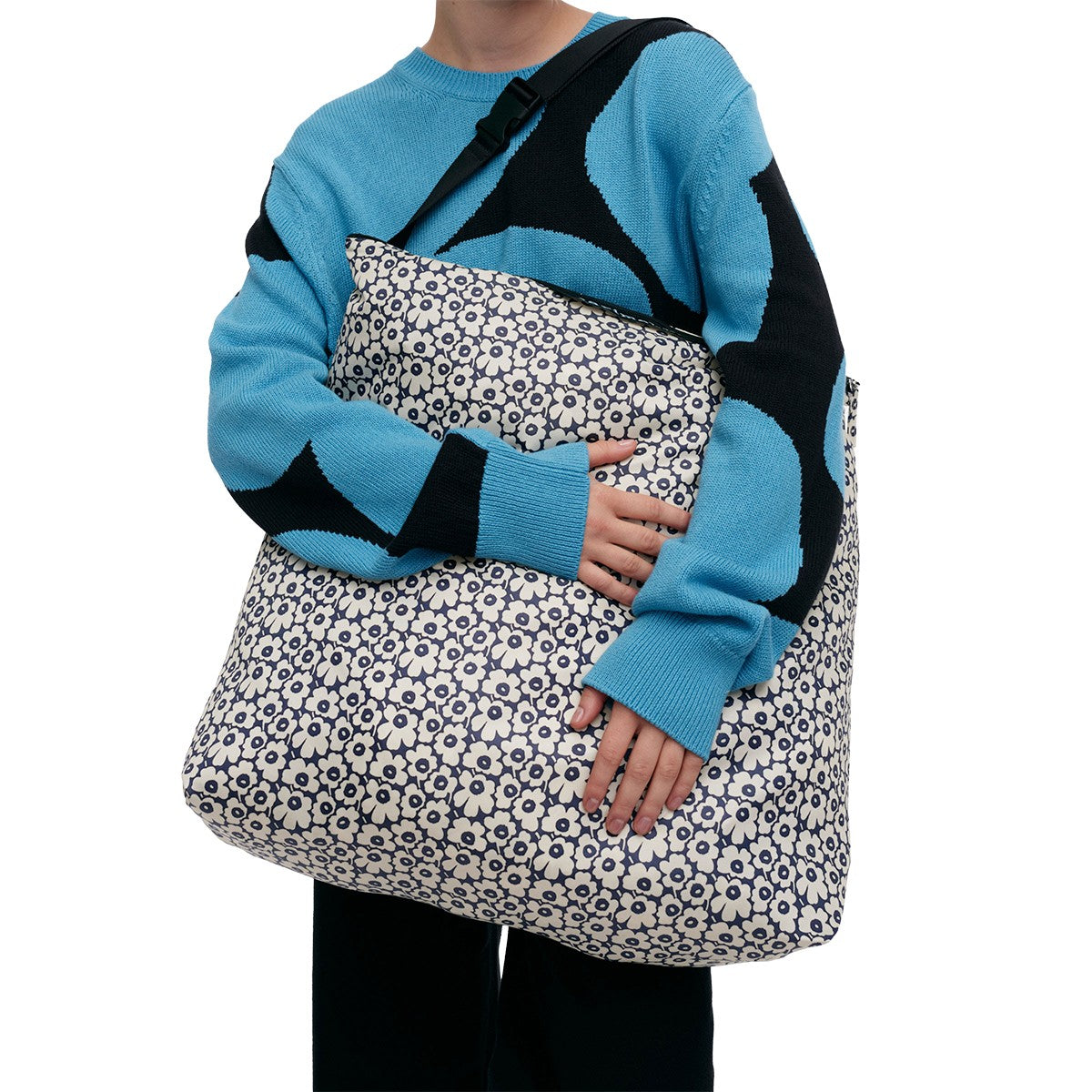 Marimekko Mini Unikko Cream / Dark Blue Large Neat Crossbody Shoulder Bag