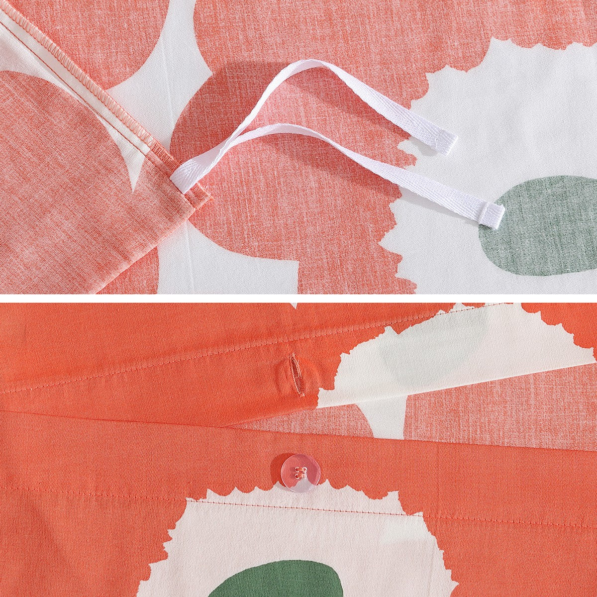 Marimekko Unikko Orange / Green Duvet Set - Full / Queen