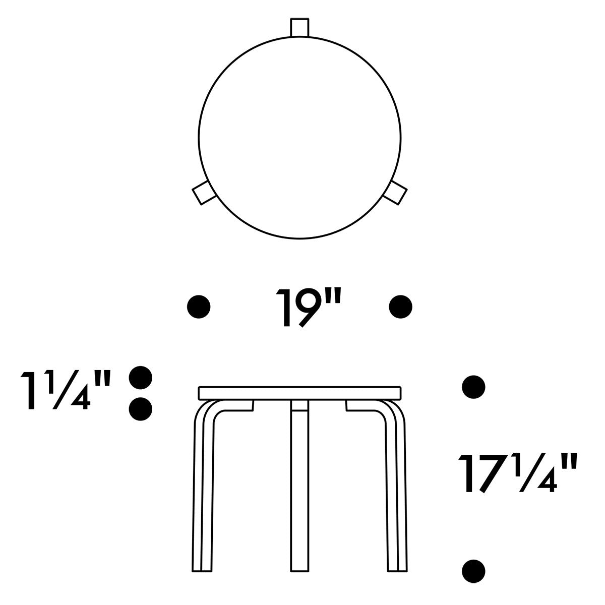 Artek Alvar Aalto 90D - 3 Leg Round Table