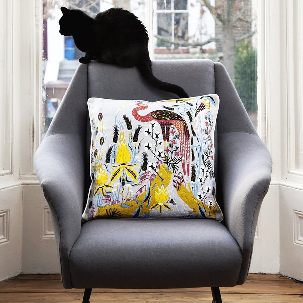 Klaus Haapaniemi Crane Grey Throw Pillow