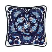 Klaus Haapaniemi Bumble Bees Blue Velvet Throw Pillow