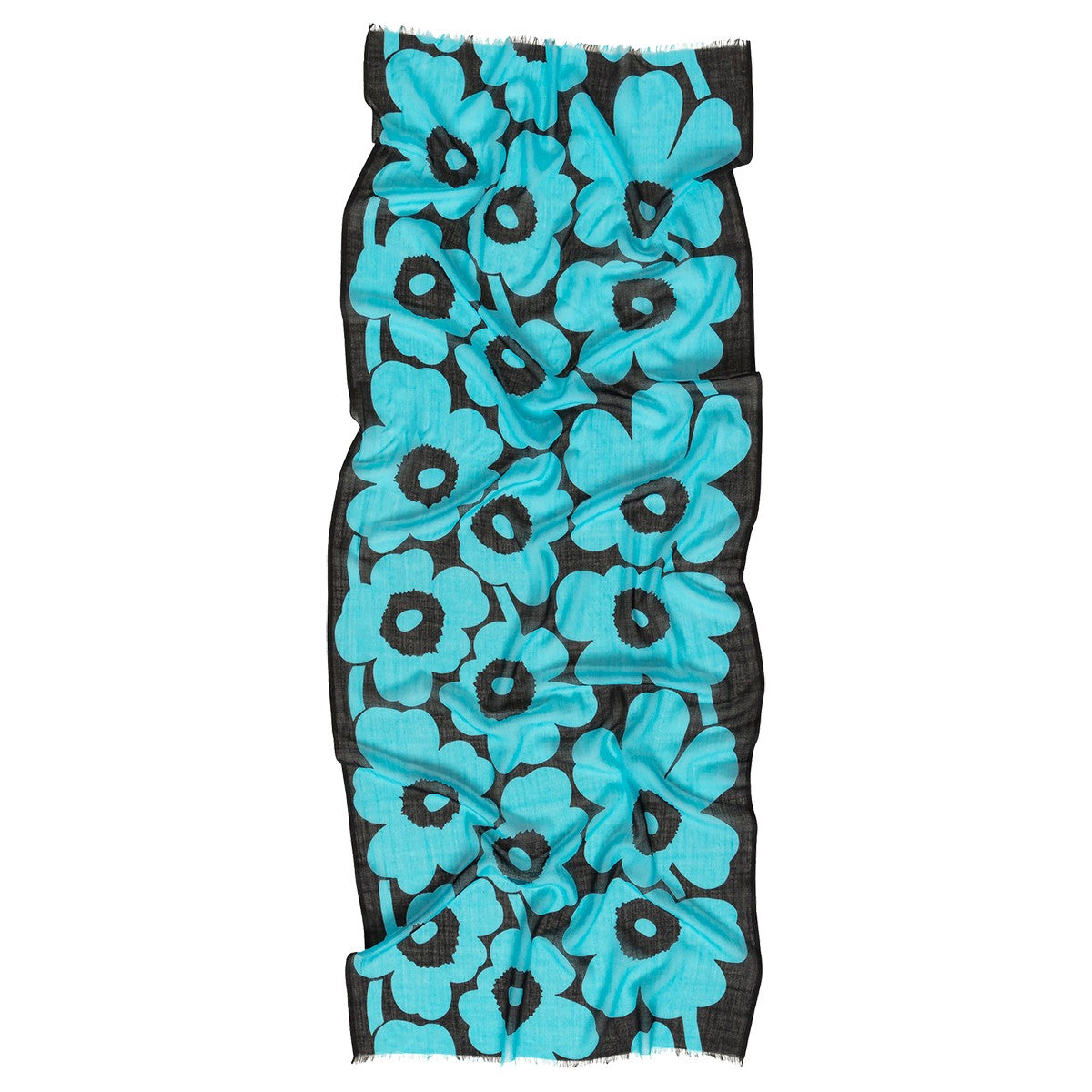 Marimekko Fiore Unikko Black / Blue Scarf