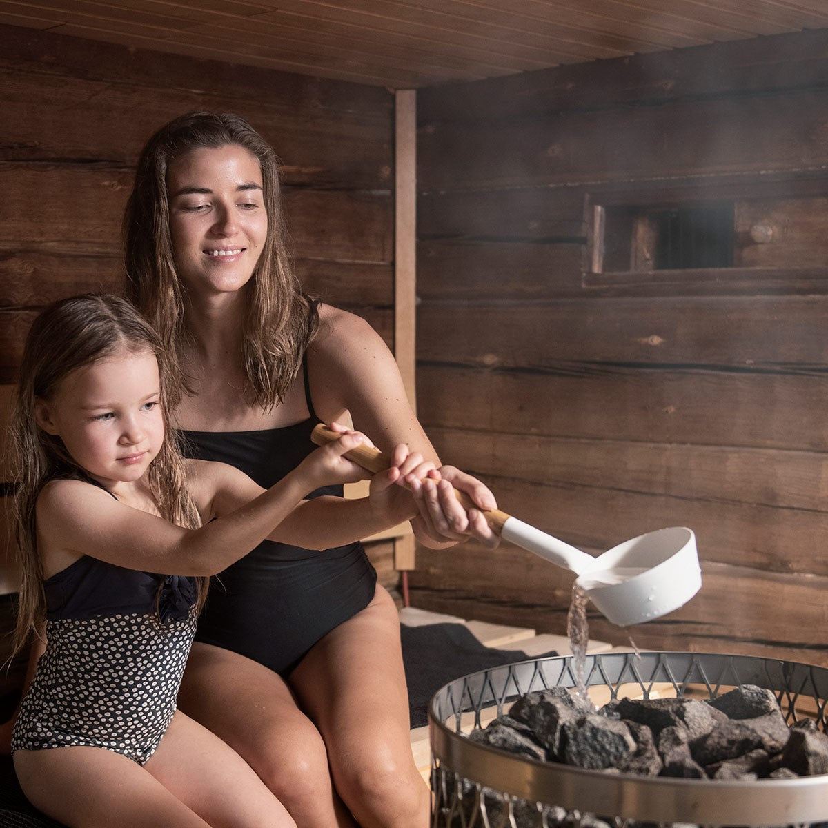 Rento Aluminum / Bamboo White Sauna Ladle