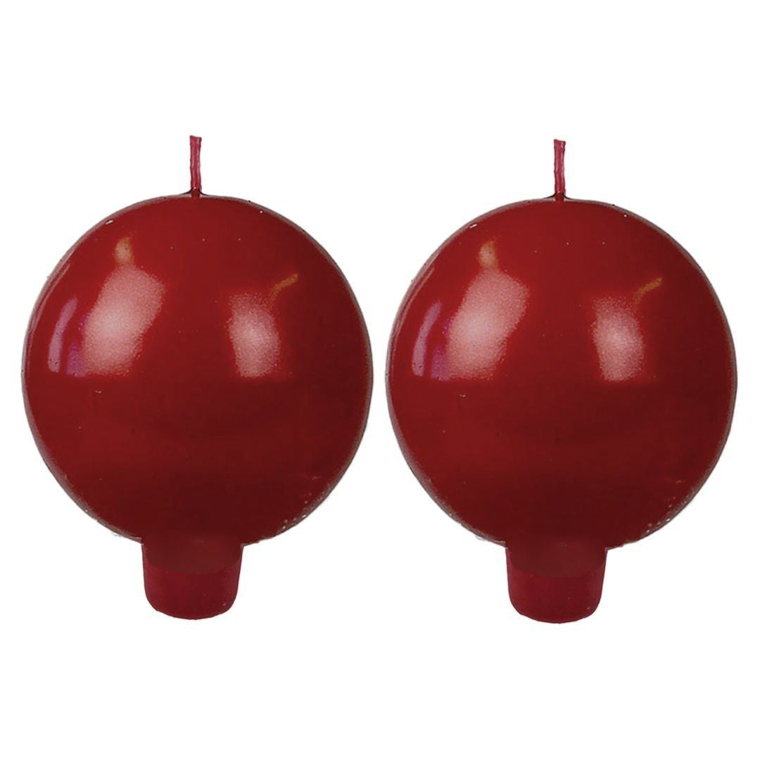 Festivo Glossy Dark Red Ball Candles - Set of 2