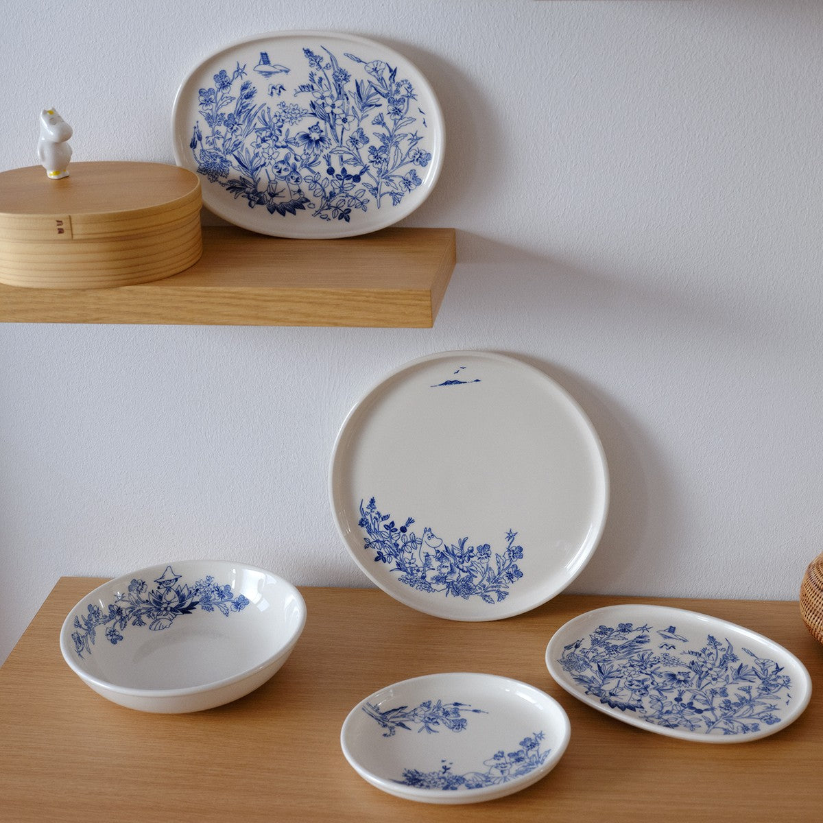 Arabia Moomin Haru White / Blue Pasta Bowl