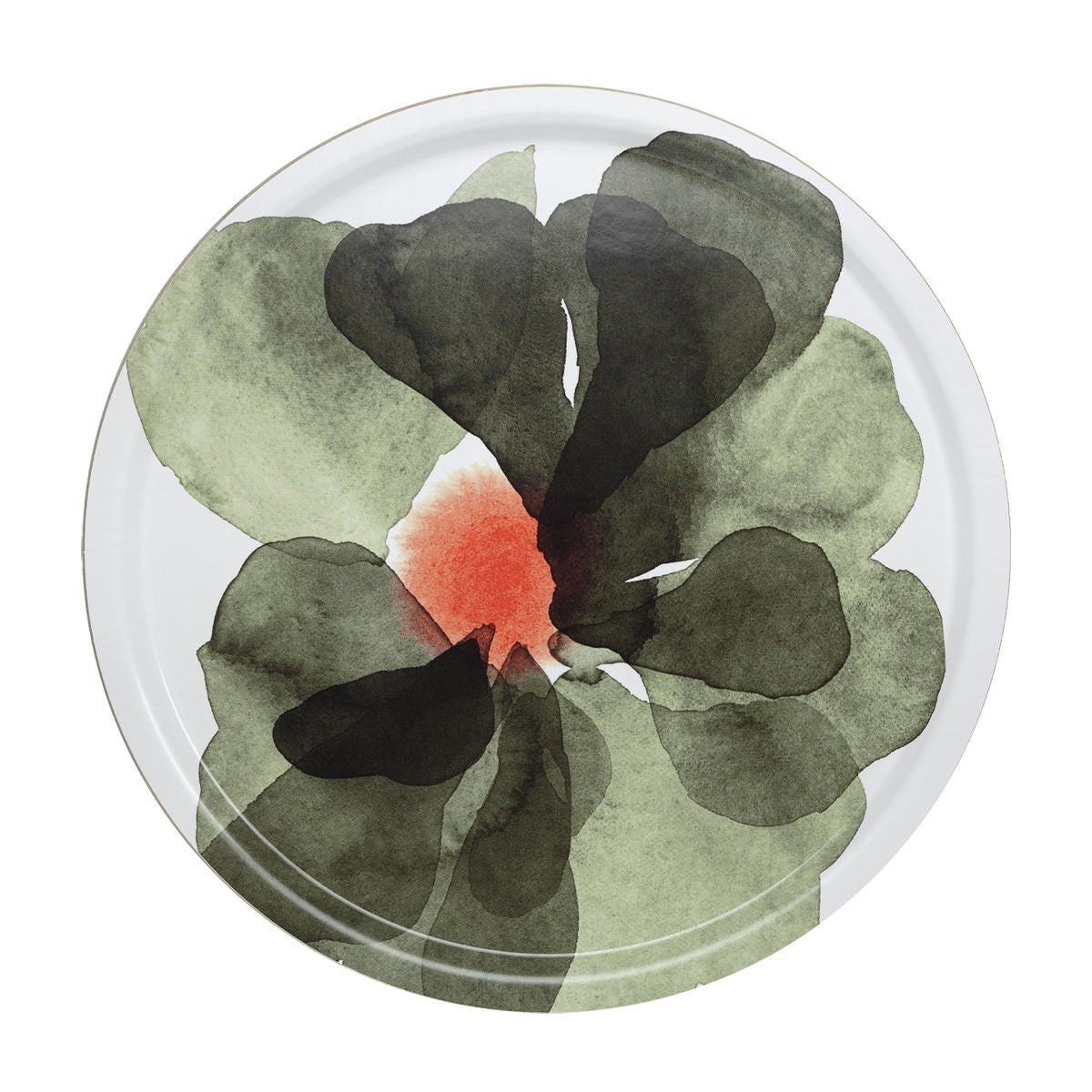 Marimekko Valssi Forest Green / Red Round Serving Tray