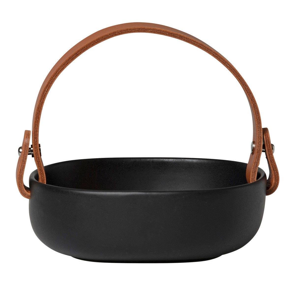 Marimekko Pikku Koppa Black Serving Dish w/ Leather Handle