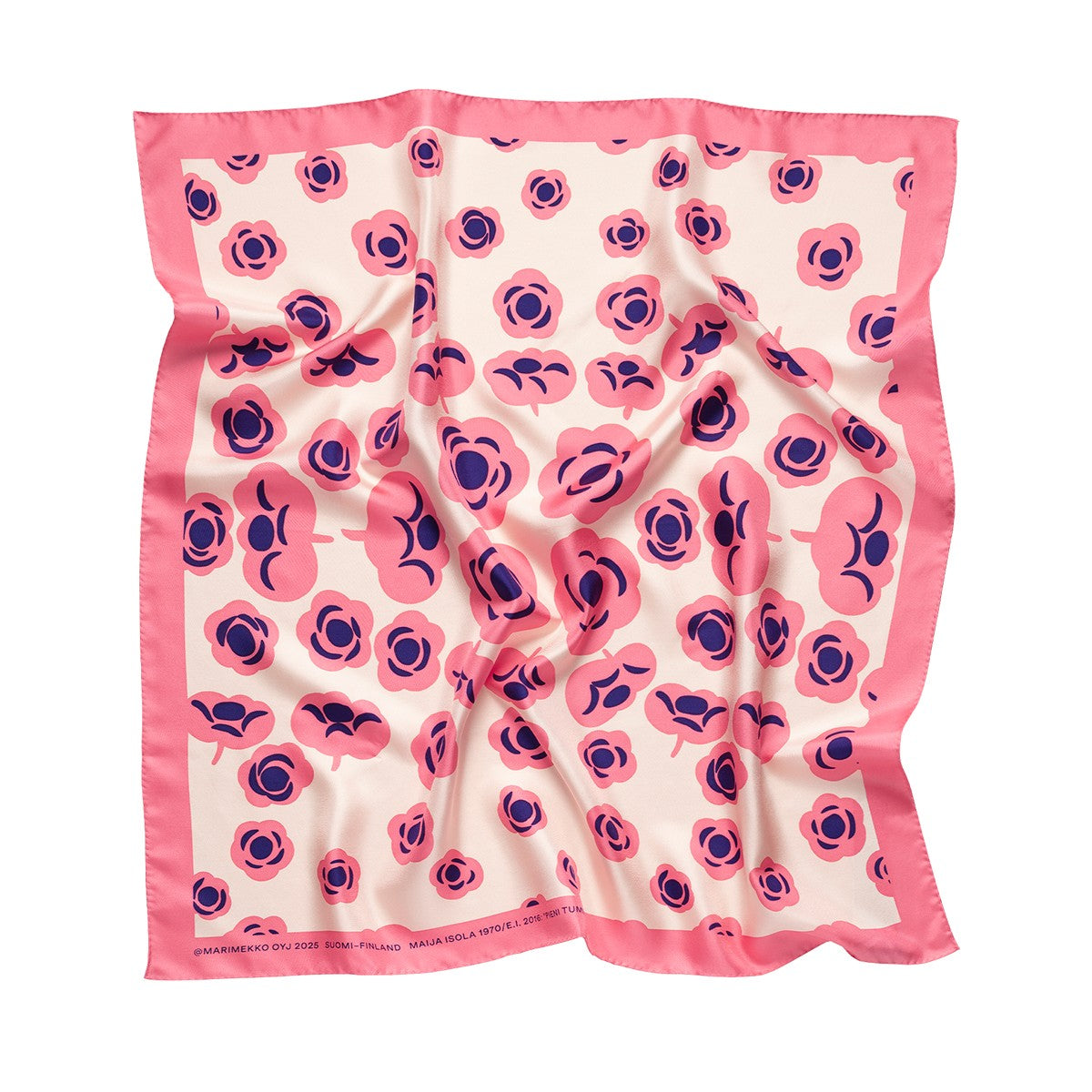 Marimekko Lauhtua Tumma Pink / Purple / Cream Silk Scarf
