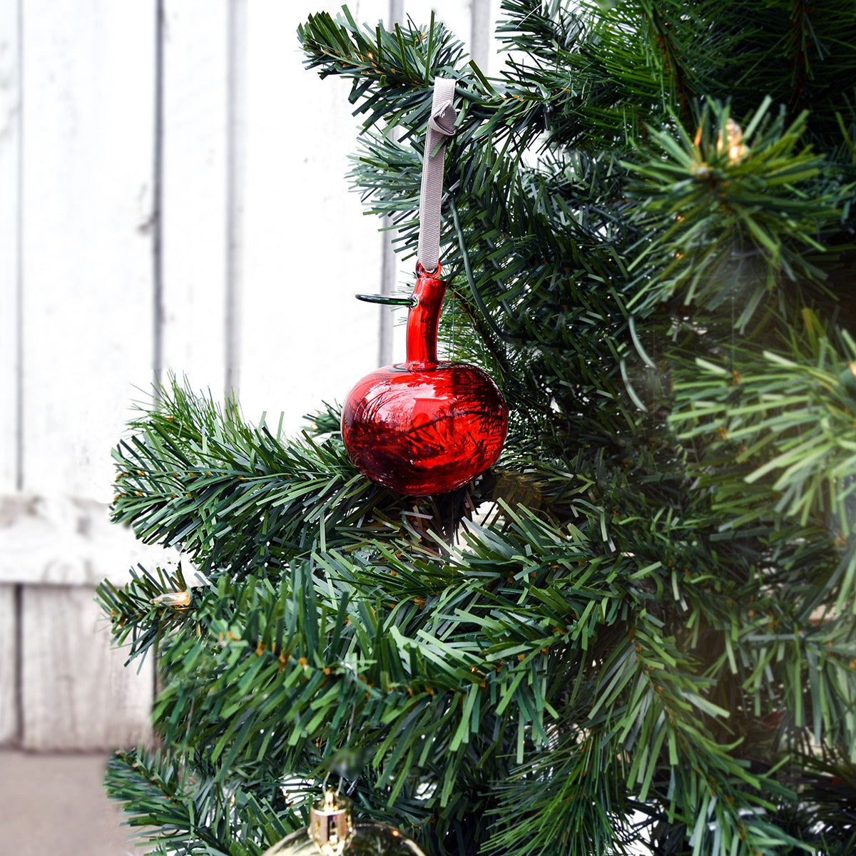 iittala Red Glass Apple Ornaments - Gift Set of 3