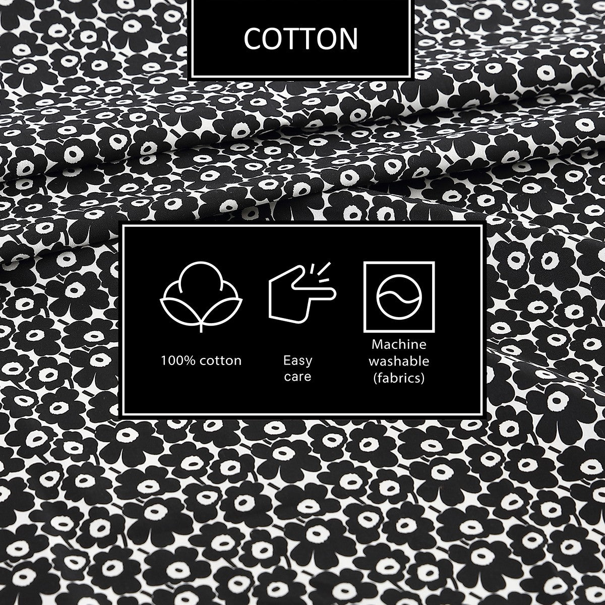 Marimekko Pikkuinen Unikko Black Queen Sheet Set
