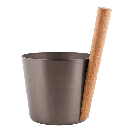Rento Tar Brown Aluminum & Bamboo Sauna Bucket