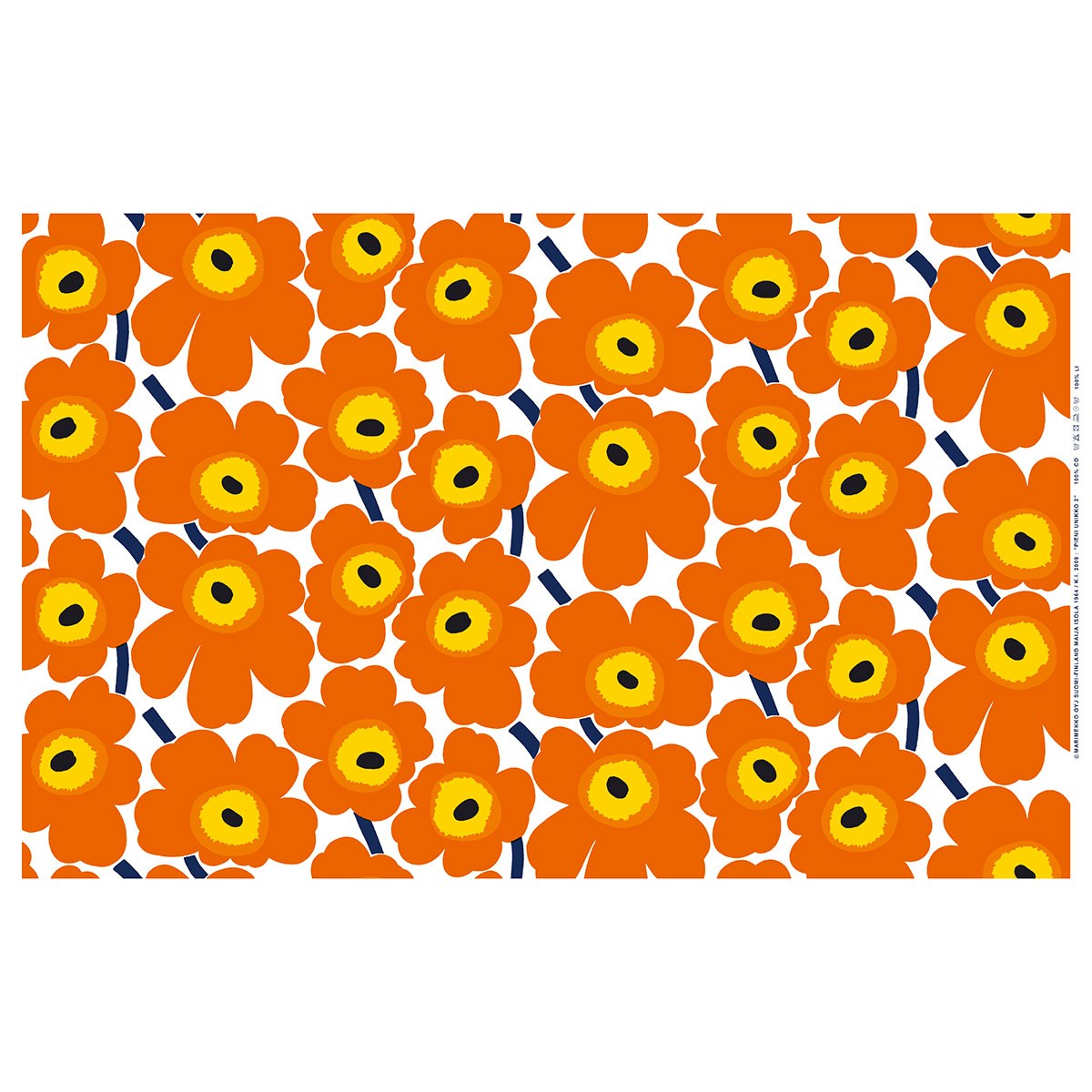 Marimekko Pieni Unikko Orange / Yellow Acrylic-Coated Cotton Fabric