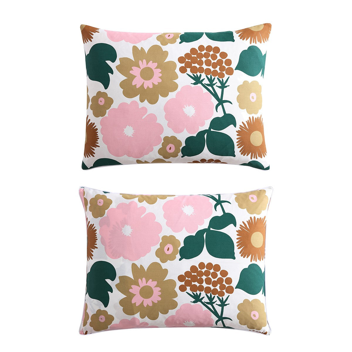 Marimekko Pieni Kukkatori Pink / Beige / Green Full / Queen Duvet Cover Set