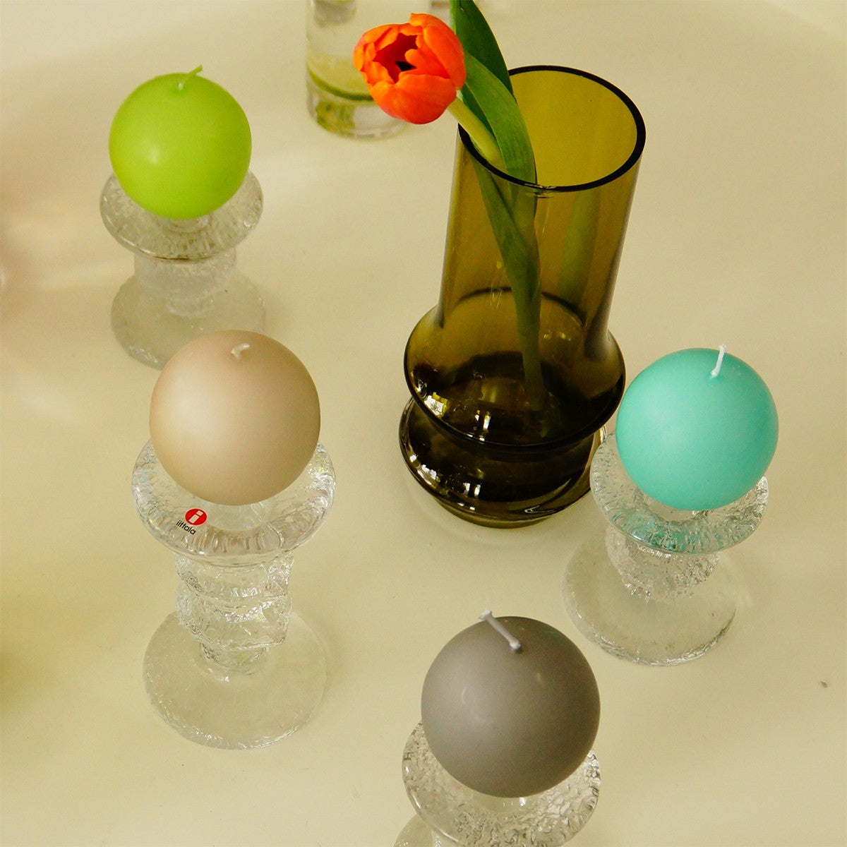 Festivo Light Blue Ball Candles - Set of 2