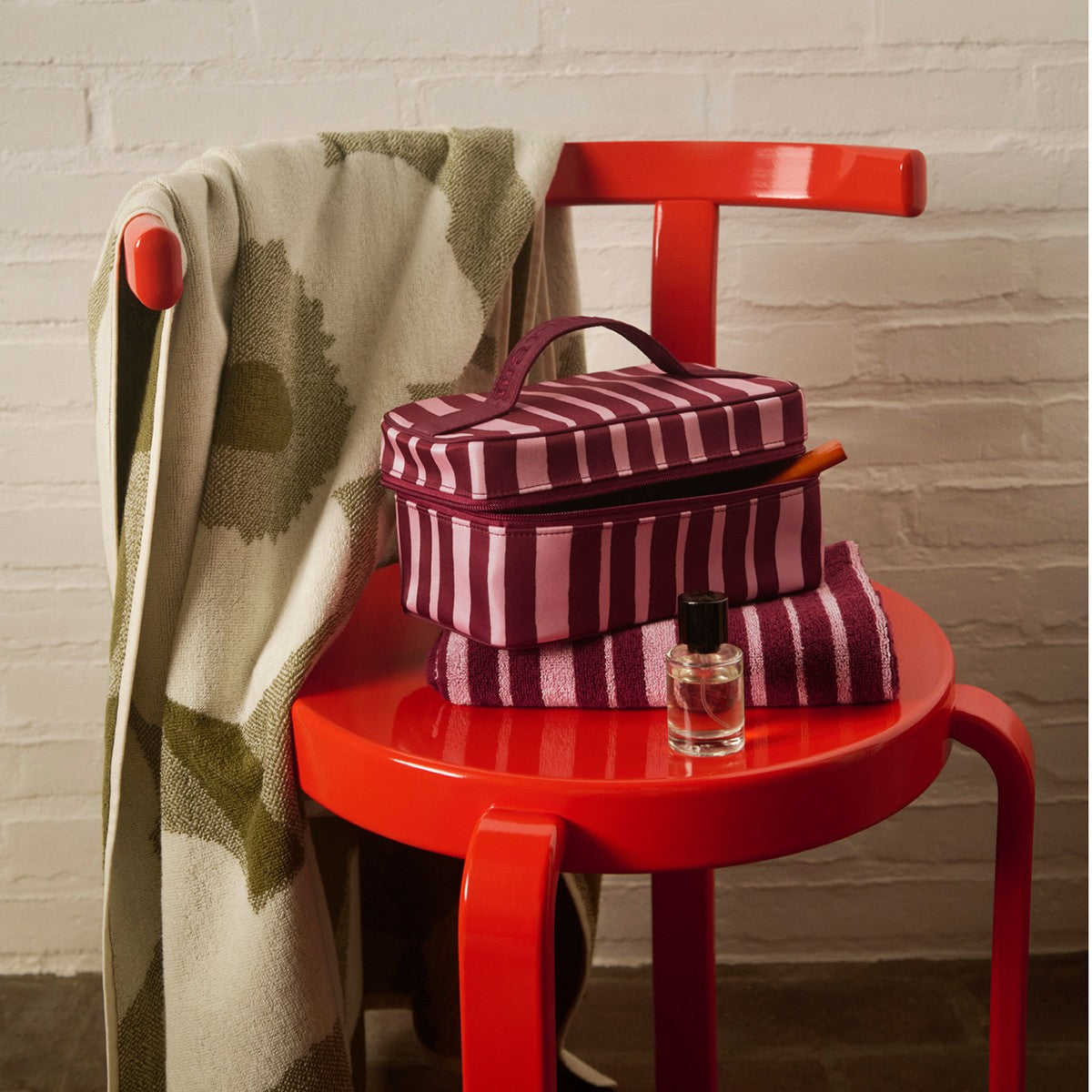 Marimekko Raide Burgundy / Pink Hand Towel
