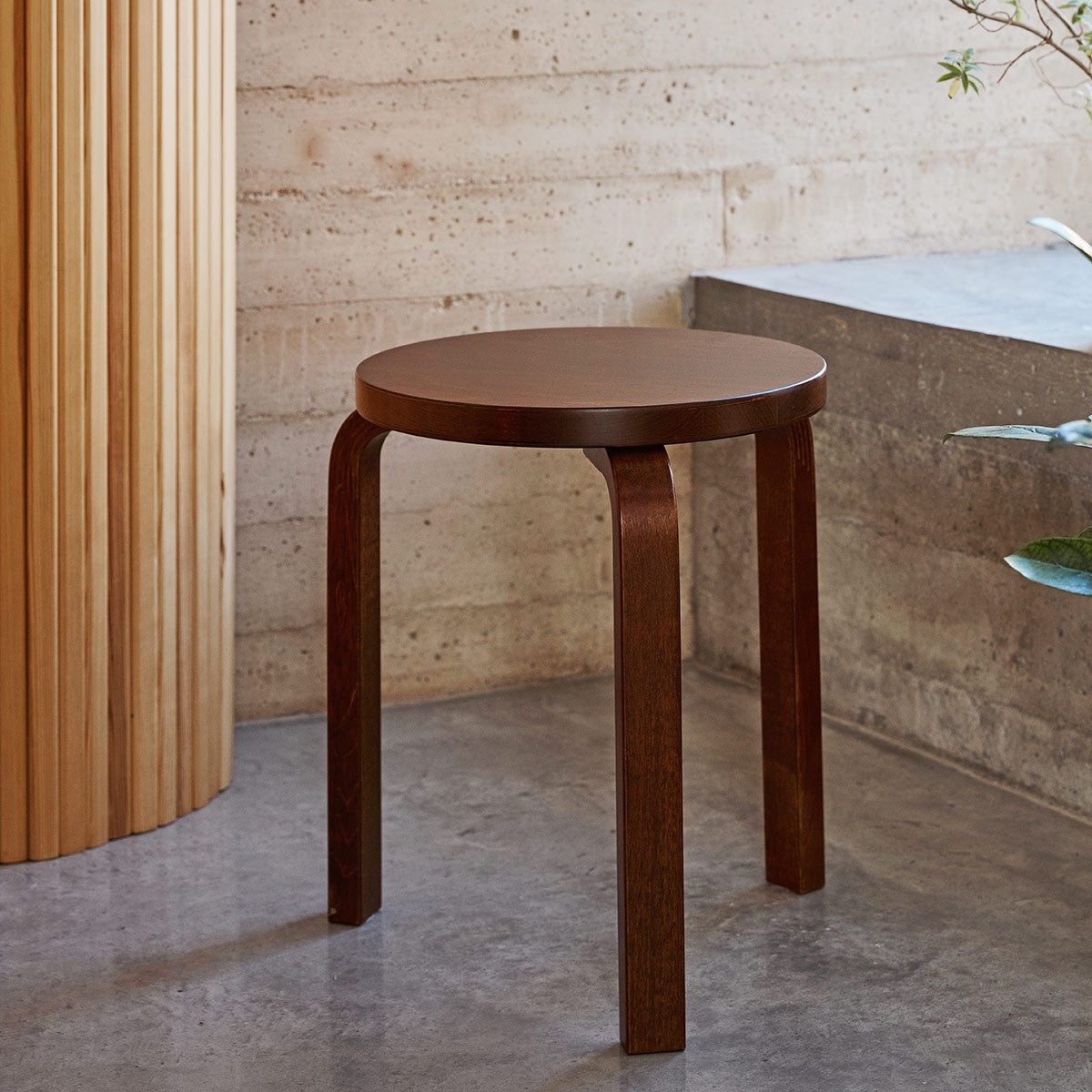 Artek Alvar Aalto Stool 60 - Three Legged Stool - Walnut Stained