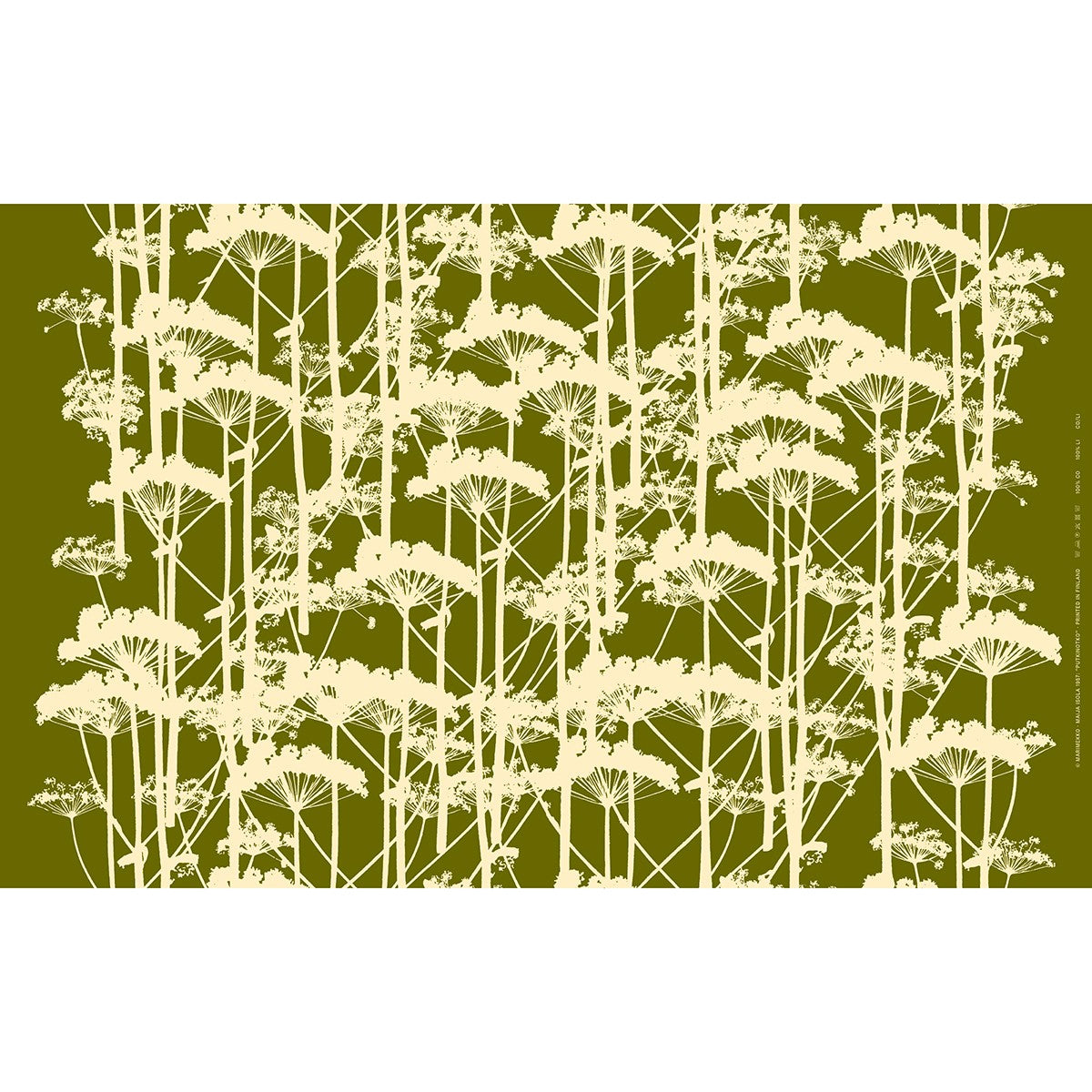 Marimekko Putkinotko Off White / Olive Green Medium Weight Cotton Fabric