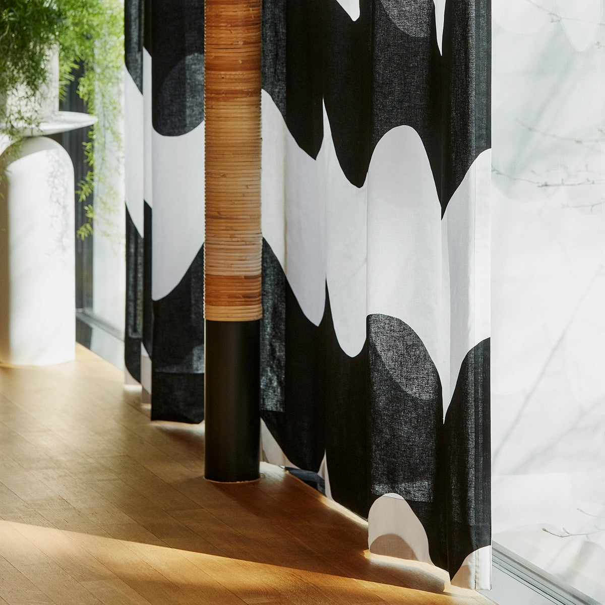 Marimekko White / Black Lokki Cotton Fabric
