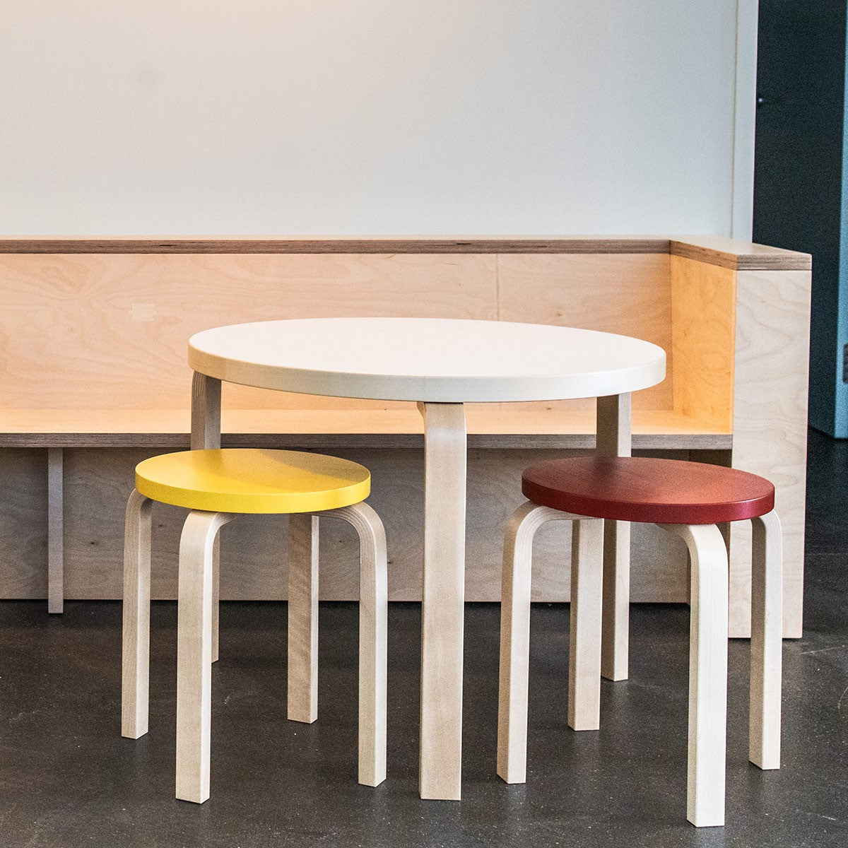 Artek Alvar Aalto Anniversary Stool E60 - Four Legged Stool - Yellow