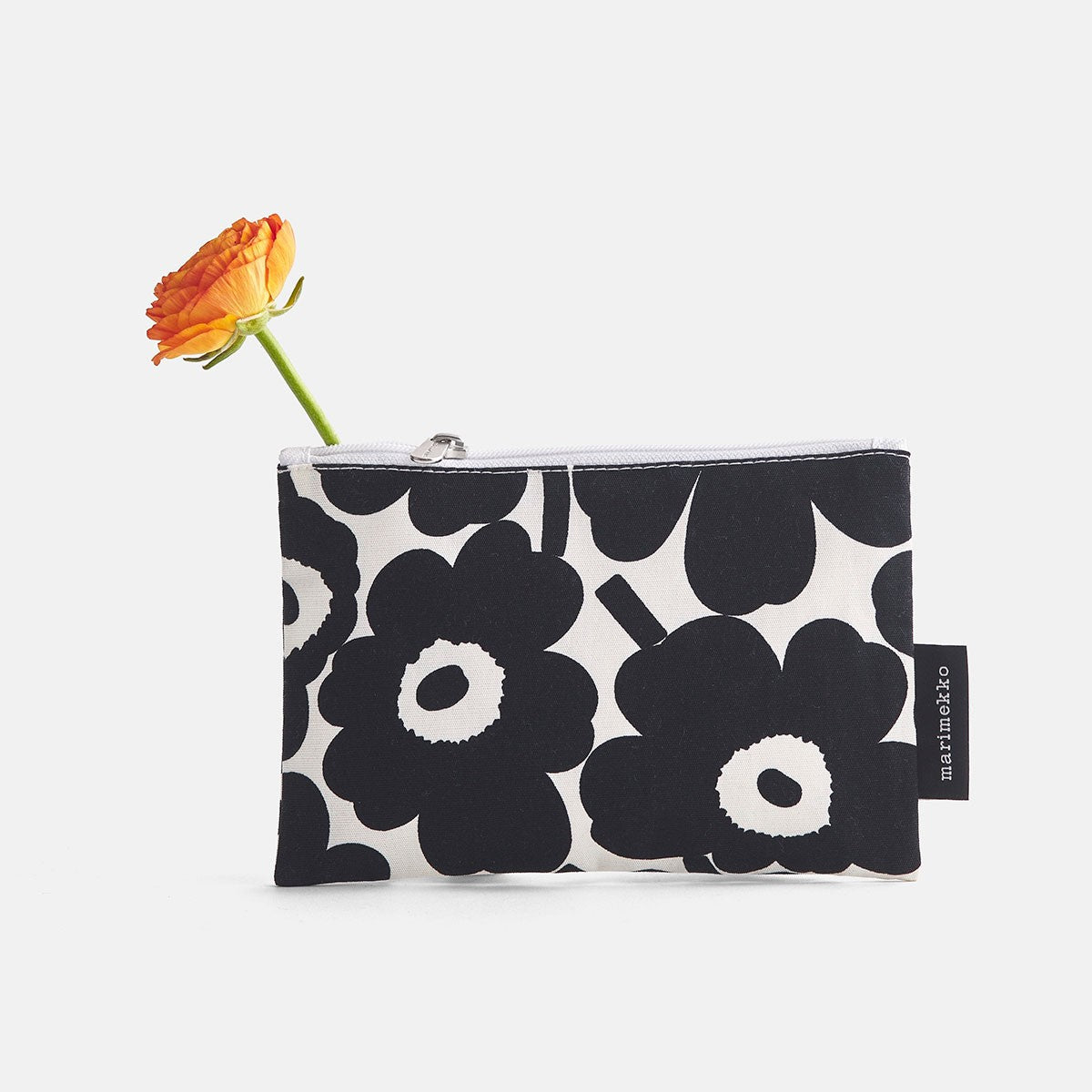 Marimekko Unikko White / Black Kaika Zip Pouch